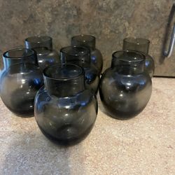 7 pc. Black, Glass, Small Vases, Size 4in, $14