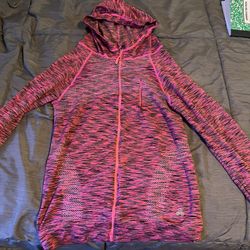 soho sport Women Neon Pink & Black Zippered Fleece Lined Hoodie.