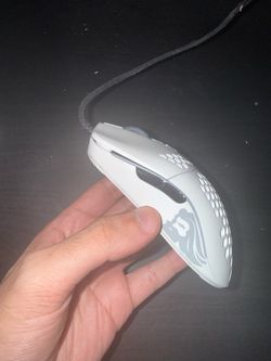White Wired Gaming Mouse with Honeycomb Shell