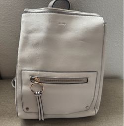 Aldo White Pebbled Faux Leather Backpack