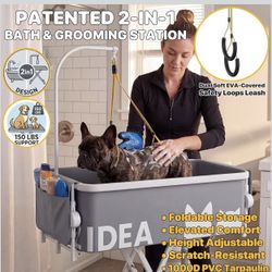 Pawzidea 2-in-1 Small Dog Bathtub & Grooming Table