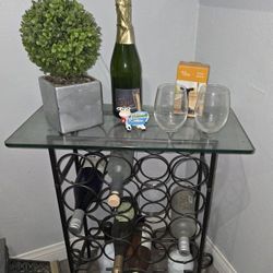 Wine Rack Holder  ( Glass Top And Steel Frame )