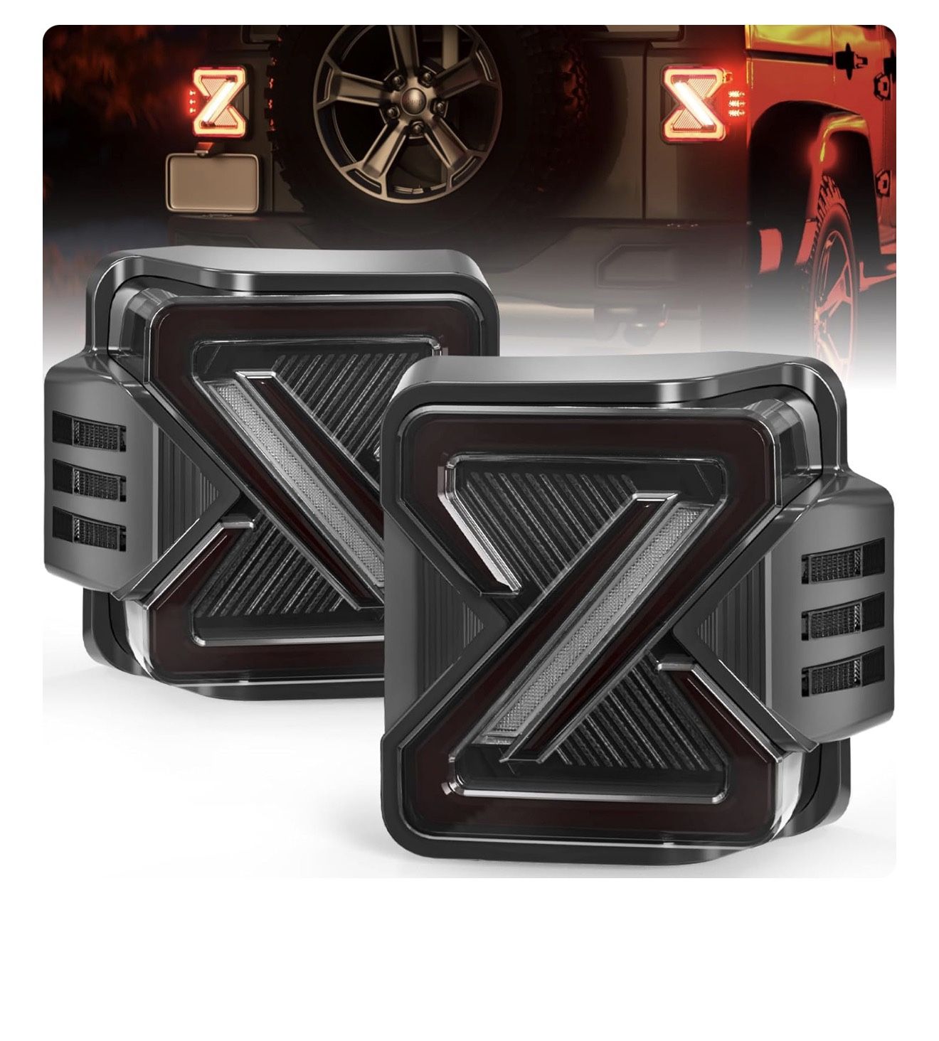 LED Tail Lights Fit For 2007-2018 Jeep Wrangler JK JKU Sport, Sahara, Rubicon,Unique Z Shaped Design, Dynamic Start Up Sequence,Parking, Brake, Turn S