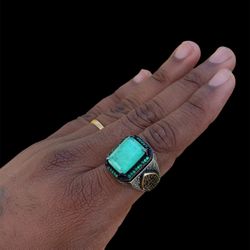 Men’s 925 Sterling Silver Green Quartz Ring – Size 11.5 | 18g