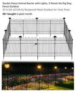 Garden Fence Animal Barrier, 10 Panels No Dig Dog Fence Outdoor 32 in (H) x23.6ft (L) Rustproof Metal Outdoor for Yard, Patio