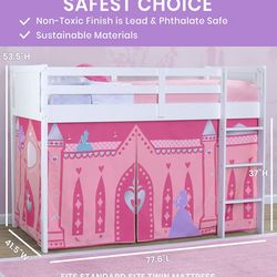 Delta children twin loft bed/mattress and tent included