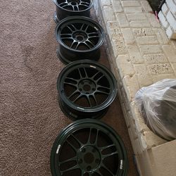 Honda Civic Wheels Rpf1 TE racing Green 17x9  5x114.3 22 Offset Full Set