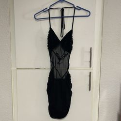 Black sheer mesh bodycon mini dress Size L