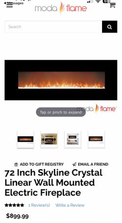 Moda Flame 72 Inch Skyline Crystal Linear Wall Mounted Electric Fireplace