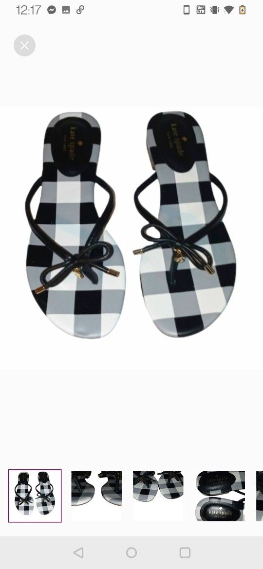 Kate Spade NY Gingham Checkered Flats Mistic