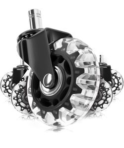 Lifelong Office Chair Wheels Replacement Rubber Chair Casters for Hardwood Floors, Set of 5, Heavy Duty Office Chair Desk Casters for Chairs to Replac