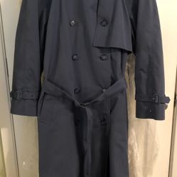 Ladies Navy London Fog Trench Coat With Belt