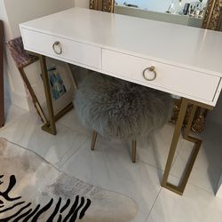 White Vanity Desk  With Drawers .