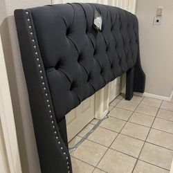 Tall King Size Headboard, Clean, Gray Color 