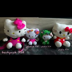 Hello kitty plushies & backpacks