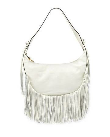 Gorgeous Designer White Leather Fringe tote