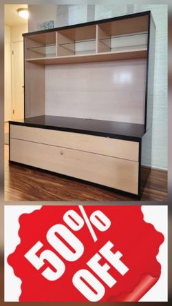 VINTAGE IKEA BONDE ENTERTAINMENT CENTER, TV STAND, BOOKCASE.