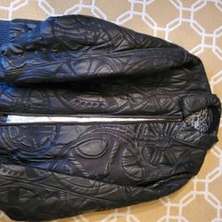 MEN'S CUSTOM LEATHER JACKET BLACK SIZE 3X 