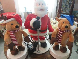 SINGING SANTA with REINDEER