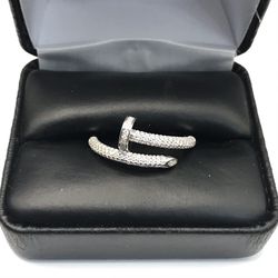 925 Sterling Silver 0.72Ct MOISSANITE Nail Unisex Ring Size 9 