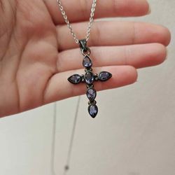 Iolite Cross Necklace 