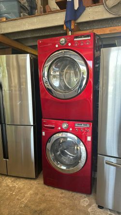 LG Front Load Set Red - Stackable Large Capacity
