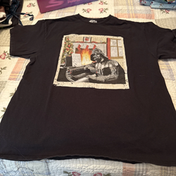 Men’s Star Wars Holiday Darth Vader at Piano, Fire T-Shirt, Size Large