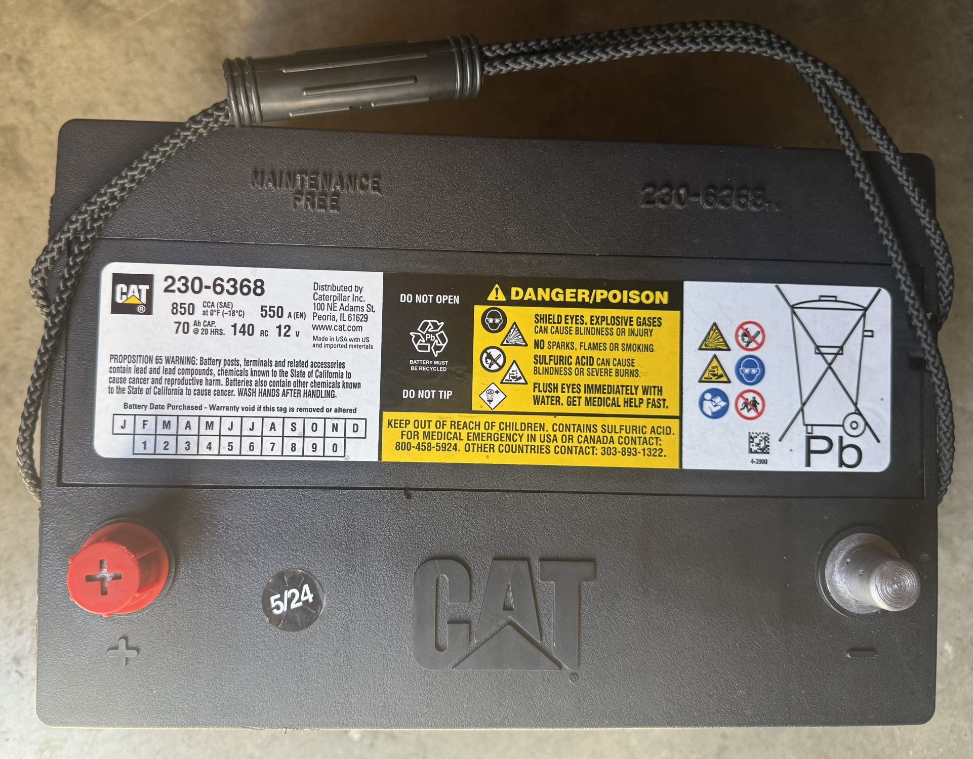 NEW CAT BATTERY GROUP 65–850 cca