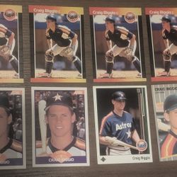 Craig Biggio Rookie Card Lot (8-Cards)