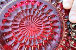 Vintage Fenton Ruby Red Glass Set - Thumbprint Pattern