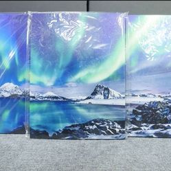 3 piece Aurora Borealis Painting