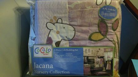 Cocalo Jacana Baby Girl Nursery Crib Bedding Set in Excellent Preowned Condition.