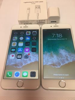 Factory unlocked apple iphone 6 64gb , store warranty $130 each