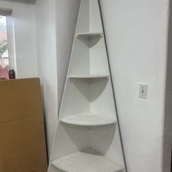Wood Corner Shelf White  