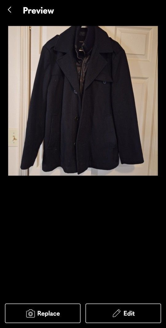 Buffalo David Bitton Black Pea Coat with Tailored Fit