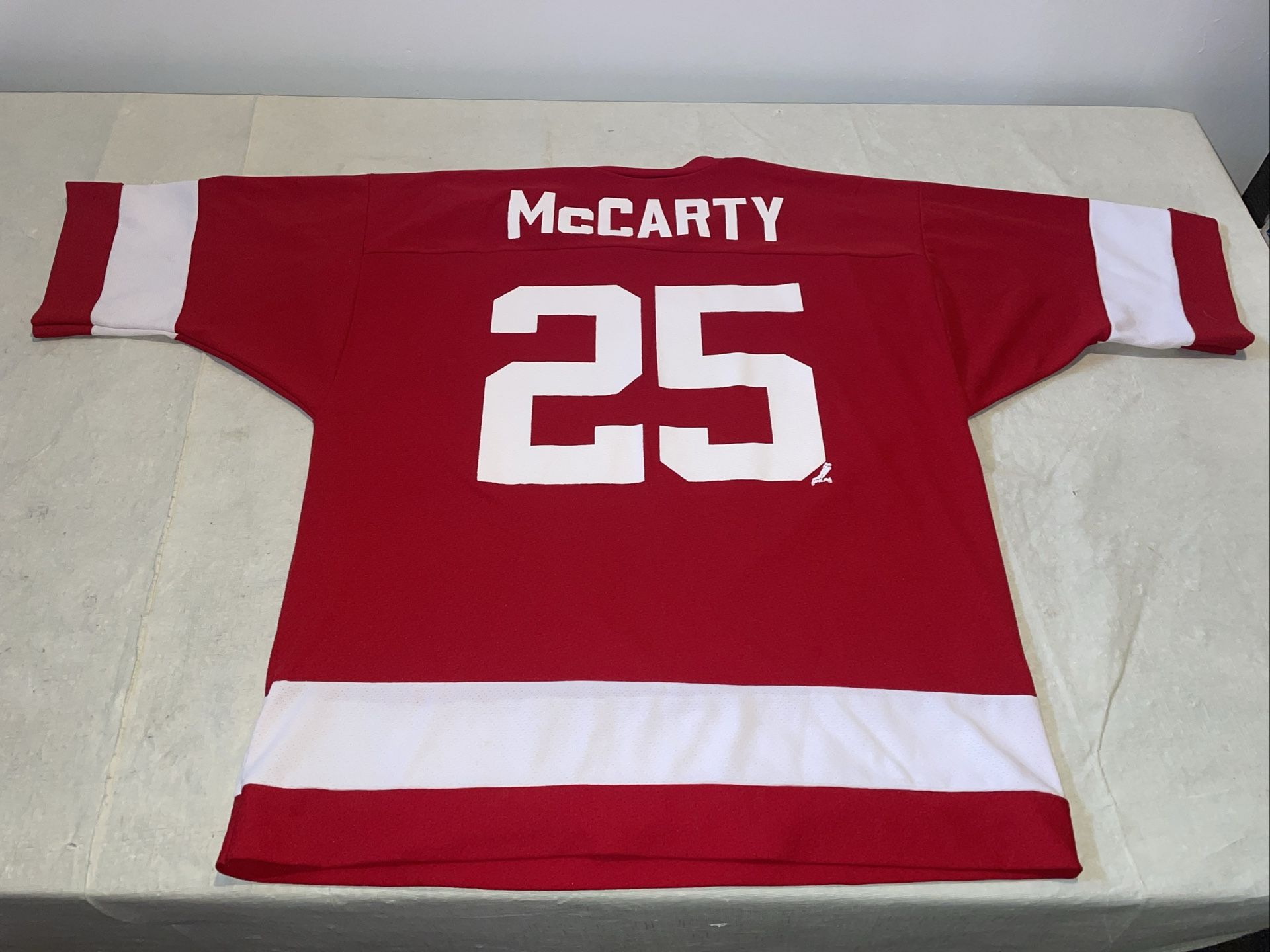 Darren McCarty Detroit Red Wings Logo 7 Jersey Red Clean Vintage Mens Large USA