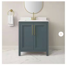 Korra 30 in. Single Sink Freestanding Vintage Blue Bath Vanity with White Engineered Stone Top (Assembled)