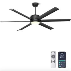 Ohniyou 60” Industrial Ceiling Fan With Lights (Blk)