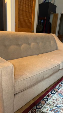 EXCELLENT CONDITION- BEIGE TUFTED COUCH