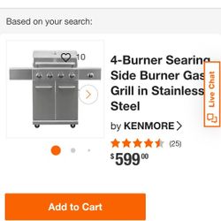Next Grill, Propane, 4 Burners Plus Side Searer And Table