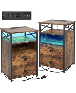 2 nightstands. Brand new in box. LED. charger station
