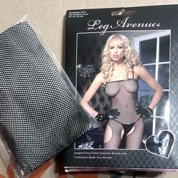 Fishnet bodystocking, and fishnet stockings