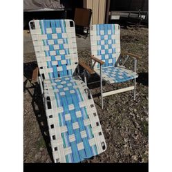 Vintage Lawn Chairs Wood Arm Rests 