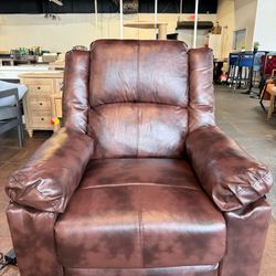 Power Lift Recliner for Elderly Lift Chair with Heat and Massage PU Recliner Sofa with Infinite Position(Brown)  💰280$