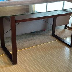 Vintage Dania Wood and Glass Desk