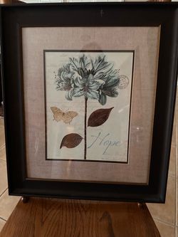Framed Botanical "Hope" Floral Wall Art Print 20wx23T