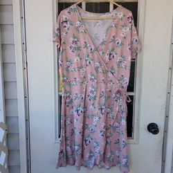 JUST BE... XL rose colored soft and comfortable wrap dress.