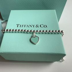 Tiffany & Co. Please Return to Tiffany Blue Heart Tag Beaded Bracelet 