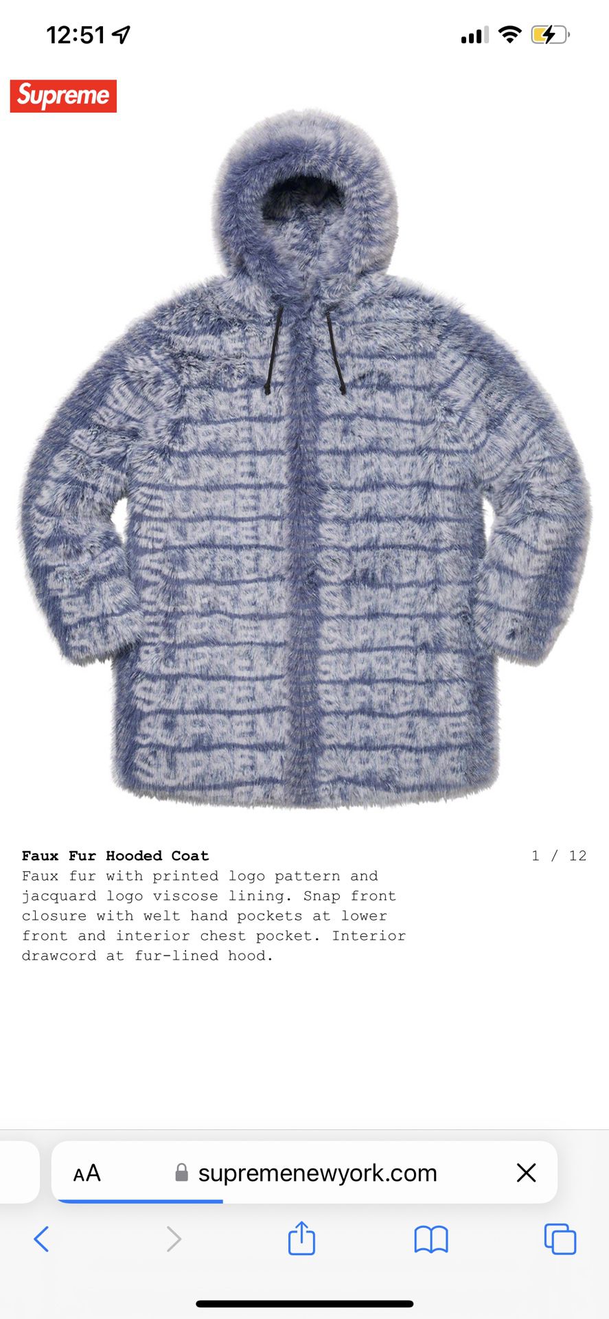 Supreme Faux Fur Coat