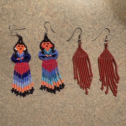 Bundle of 2 seed beads pierced earrings, Hand made